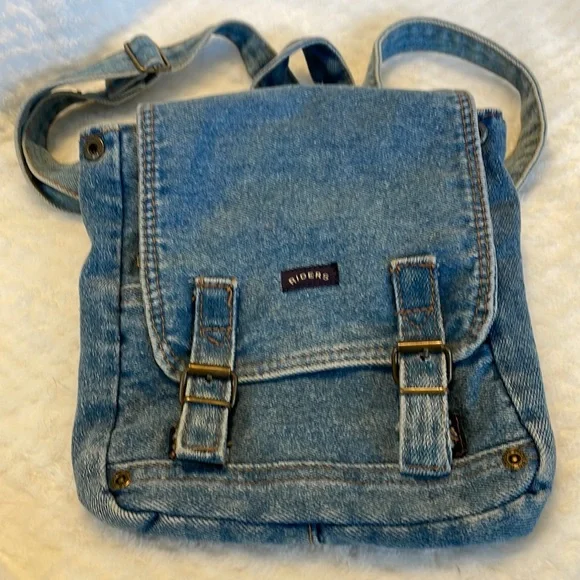 riders (by Lee) vintage backpack Vintage Riders Backpack by Lee - Light Blue Denim & Faux  main image 4